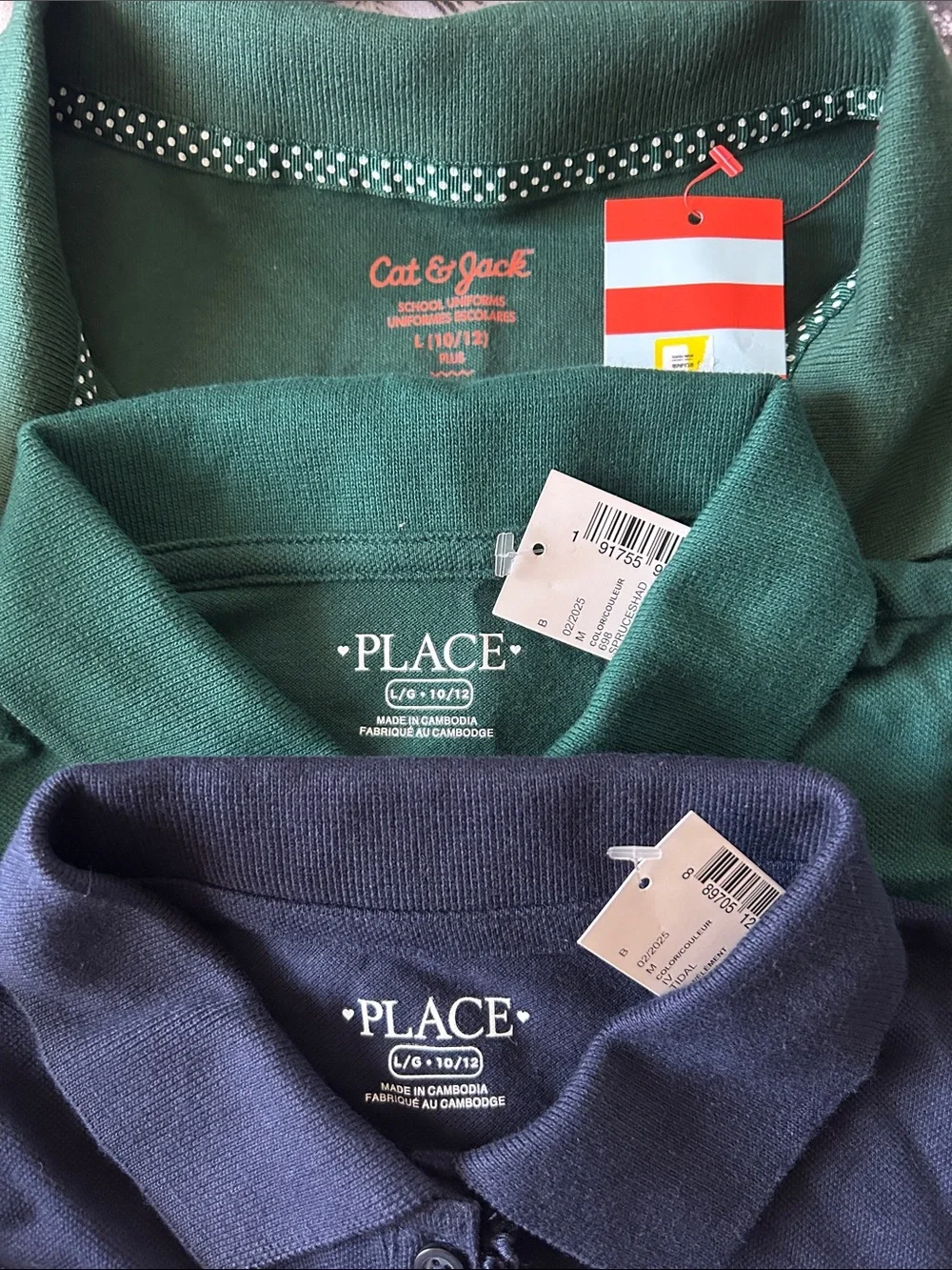 The Children's Place uniform Girls' Polo Shirt Set - Forest Green & Navy
